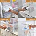 Storage Bins with Lids 6 Pack Clear Stackable Plastic Closet Organizers Containers w/Magnetic Door Box for Wardrobe Bedroom Office Dorm
