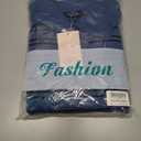 MASCOMODA Womens Sweaters Fall 2025 Oversized Striped Sweater Long Sleeve Polo V Neck Loose Side Slit Knitted Tunic Tops (Blue, XL)