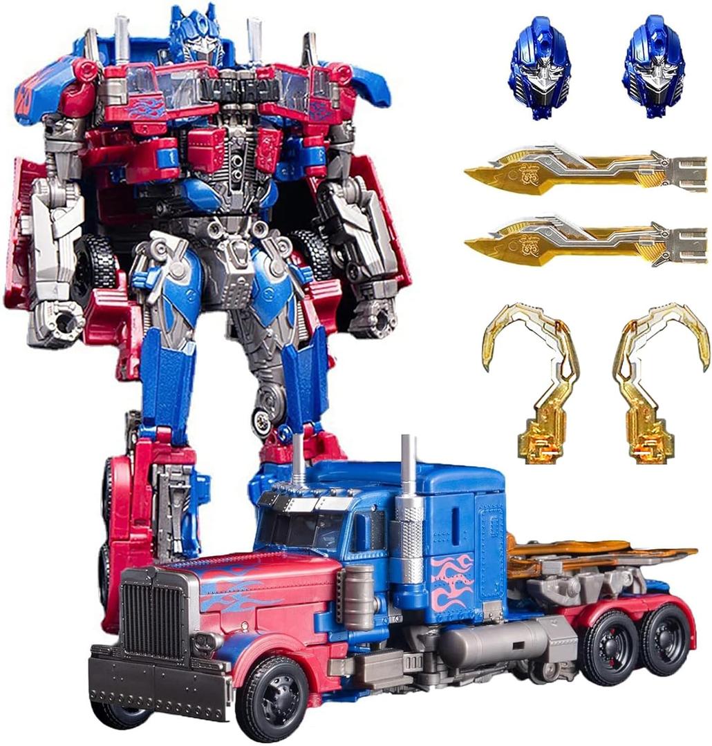 QCCX Car Robot Toys, Deformation Toy Cars, Action Figure with Two Extra Interchangeable Head - Part of Alloy