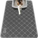Cat Litter Mat Litter Trapping Mat, 24" x 17" Premium Durable PVC Grid Mesh with Scatter Control, Non-slip, Less Waste Cat Litter Box Mat, Soft on Kittys Paws, Urine Waterproof (Grey)