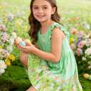 Toddler Kids Girls Easter Bunny Dress 5T 6T Rabbit Egg Hunt Dresses Girl Green Summer Sundress Ruffle Sleeveless Backless Sundresses Holiday Printed Frocks Playwear Size 5 6