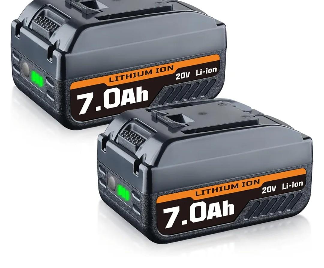 2Pack WA3520 7.0Ah Replacement for Worx 20V Battery WA3525 WA3575 WA3669 Compatible with Worx Battery WG155s WG251s WG540s WG545s WG890 for Yard Lawn Leaf Blower Trimming Tools
