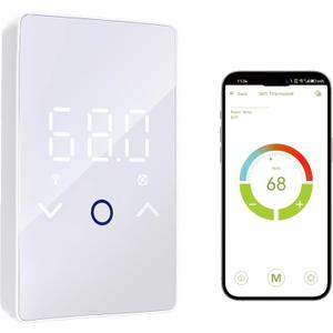 MAXKOSKO 1PC WiFi Smart Thermostat for Electric Floor Warming System with Touchscreen LED Display 120V/240V, Easy Connection & Energy Saving Home Programmable Thermostat White