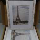 Hongkee 11x14 Picture Frame Set of 4, Made of Glass and Distressed White Wooden Frame, Display 8x10 Pictures with Mat or 11 x 14 Posters without Mat for Wall Mounting, Gallery Photo Frames