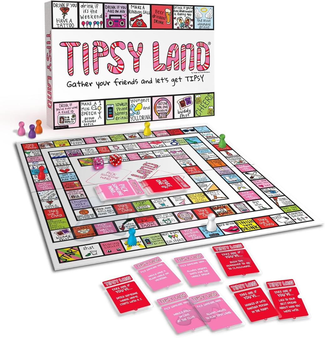 TIPSYLAND Original Edition | Official Product | Hilarious Adult Board Game | Group Game for Game Nights, Parties and More | Fun Challenges, Dares & Mini-Competitions | 3-8 Players