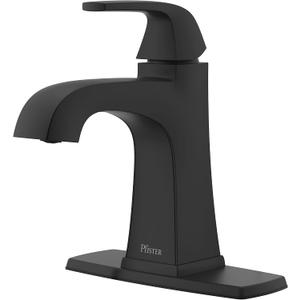 Pfister Bellance Single Handle Bathroom Sink Faucet - 1 or 3 Hole Mount, Matte Black Finish, NSF Certified, WaterSense Compliant with Push & Seal Drain LF042BLLB