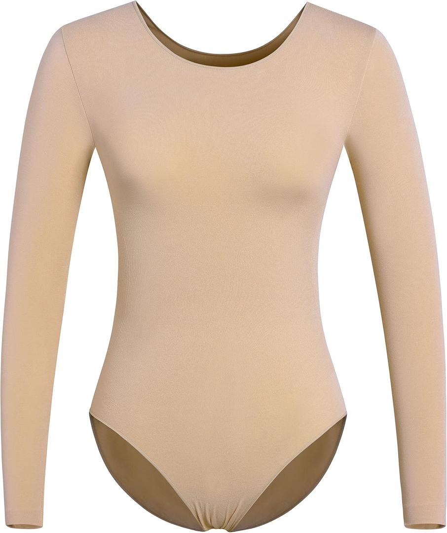 DANSHOW Women and Girls Nude Seamless Camisole Undergarment Leotard with Transition Straps
