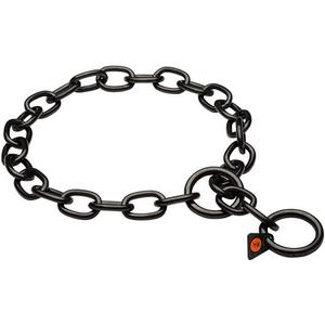 Herm Sprenger Black Stainless Steel Short Link Fur Saver Dog Training Collar No-Pull Slip Chain for Small Medium Large Dogs for Easy Control Made in Germany (21in (54cm) x 4mm)