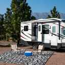 OLANLY Outdoor Rug Waterproof 6x9 ft Clearance, Reversible Outdoor Plastic Straw Rug with Floral Pattern, RV Mat for Patio, Camping, Balcony, Deck, Backyard, Black & White