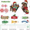 2 x 12 Pcs Funny Dinosaur Christmas Tree Topper, Funny Christmas Tree Hanging Ornaments Includes Merry Christmas North Pole Sign, Dinosaur Xmas Decorations for Tree Home Party