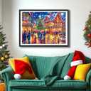 Beautiful Christmas Cityscape 1000 Piece Jigsaw Puzzle, Night Scene Art, Colorful European Town Canal Landscape
