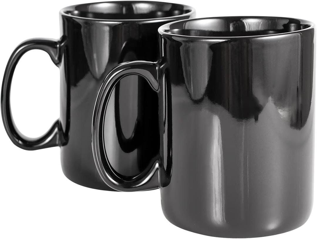 BYCNZB 30oz Super Large Ceramic Coffee Mugs Large Handles Set of 2 (black)