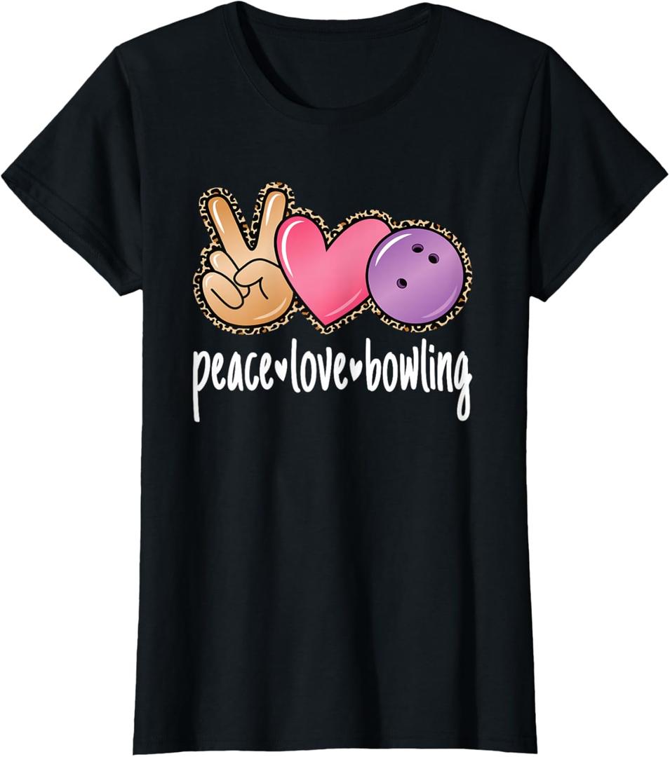 Peace Love Bowling Cute Bowling Lover Women Girls Kids T-Shirt 2XL