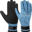 XUKER Neoprene Gloves Men Women, 3mm Camouflage Patterned Winter Wetsuit Gloves Keep Warm for Scuba Diving Surfing Swimming Fishing Water Sports (Blue, XXL)