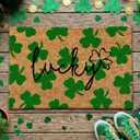 Ceenna St. Patrick's Day Coir Doormat Outdoor Shamrock Lucky Welcome Door Mat Green Clover Non-Slip Rug St. Patrick's Day Front Door Porch Entryway Decor for Indoor Outdoor Home Bathroom Decor