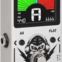 STRICH Tuner Pedal, Silver, Compact with Large Color Screen - Precision Chromatic Drop Tuning, 430-450Hz A4, True Bypass for Electric Guitar & Bass