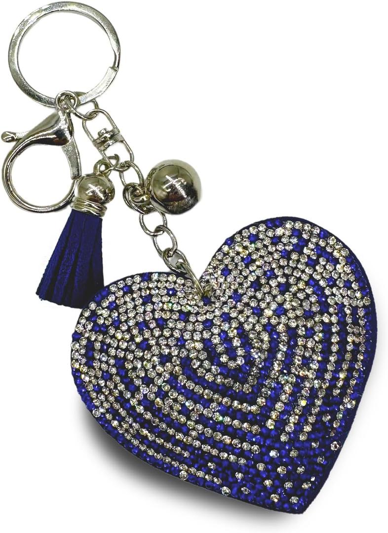 3 x Sparkling Keychains Bag Charms for Women Girls, Crystal Bling Rhinestone Key Ring Car Fob, Backpack Handbag Accessories