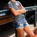 jusgai 98 Braves Shirt Women If We We're A Team Baseball Games Letter Print T-Shirt Baseball Graphic Tee Short Sleeve Shirts