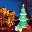 VINGLI Lighted Inflatable Christmas Tree Outdoor Decorations with 3 Gift Boxes, 7.7ft Tall Christmas Blow Up Yard Decoration with Secure Stakes, Electric Blower Fan for Indoor Outdoor Garden Decor