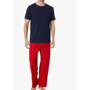 Tommy Hilfiger Men's Cozy Fleece Sleep Set (Large, Black, Buffalo Plaid)