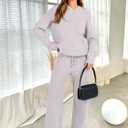 ANRABESS Womens Two Piece Outfits Casual Knit Hooded Sweater Straight Leg Pants Set 2025 Fall Lounge Travel Clothes (XL)