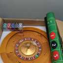 20'' Wooden Roulette Wheel Game Set Include 20'' Solid Wood Wheel with 4 Roulette Balls 47" x 23.6" Rubber Portable Tabletop Layout Mat 100 Chips Marker Dealer Button