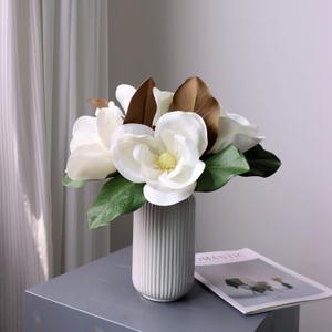 4pcs 15.7" White Magnolia Flowers Artificial,Real Touch Faux Magnolia Stems and Branches for Home Decor or Table Centerpieces