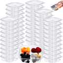 Domensi 100 Pcs 4 Compartment Food Containers Clear Plastic Bento Boxes Snack Meal Box Containers with Lids Divided Food Storage Containers for Adults School Work Travel, 5.7 x 5.7 x 1.8 Inch