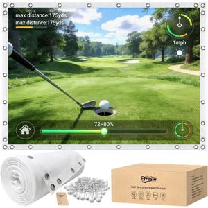 Golf Simulator Impact Screen for Home & Garage Training, Indoor Practice Screen, 5X Thicker 3-Layer Design, 40% Clearer HD Projection, Tool-Free Quick Install, Multi-Scene Use as Unique Gifts, 8.2 Ft 8.2 Ft