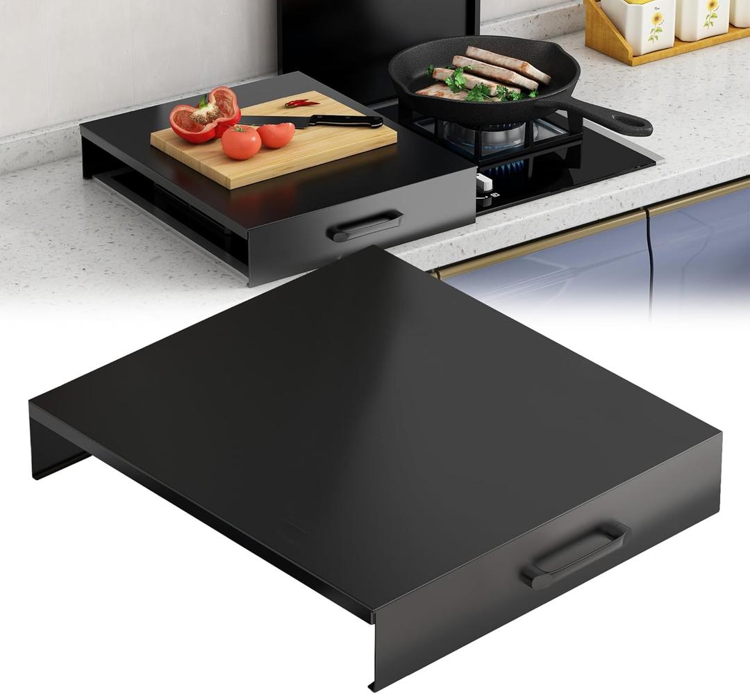 Gas Stove Cover Board 15.8"19.7", 110LBS Carbon Steel Stove Top Cover with Anti-Slip Legs & Handles for Gas Electric Stove RV & Apartment