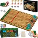 Premium Horse Racing Game with Cards and Dice, Horse Race Betting Board Game for Adult, Thickened Solid Wood with 143 Chips, 9 Metal Horses, Bet Board & Tokens & Cards, Rich Props for Enhanced Fun