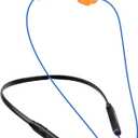 Noise Reduction Wireless Neckband Headphones with Qualcomm aptX HD, 27dB NRR, CVC Noise Cancelling Mic & Controls and 20H Playtime for Work Safety OSHA Compliant - Blue Wire Orange Earbuds