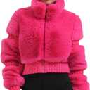 GSOU SNOW Women Ski Jacket Faux Fur Snowboard Coat Snow Cropped Jacket Winter Outdoor Warm (Small, Rose)