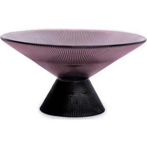 Tapered Glass Decorative Bowl(Purple), 9.8 Inches Handblown Glass Bowl with Modern Two-Tone Cone Shape,Decorative Fruit Bowl for Home Decor, Table Centerpiece, Kitchen Island, and Dining Decor, Medium Large