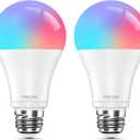 meross Wi-Fi Smart Light Bulb, Color Changing Led Bulbs Compatible with Alexa and Google Home, 2700K-6500K Tunable White, 810 Lumens 60W Equivalent, A19, E26, 2 Pack