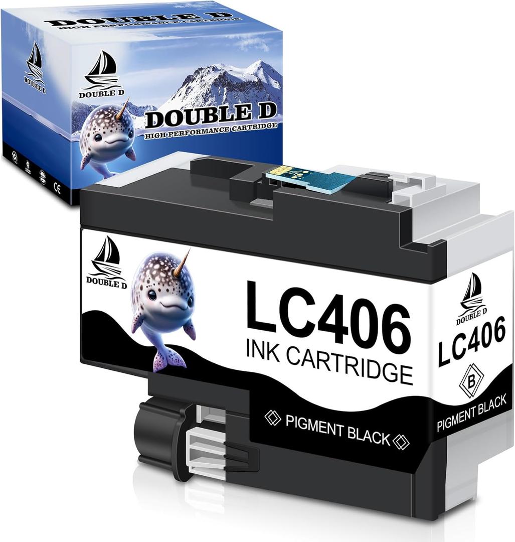 DOUBLE D LC406 Compatible Black Ink Cartridge for Brother LC406 LC406BK Use with MFC-J4335DW MFC-J4535DW MFC-J5855DW MFC-J5955DW MFC-J6555DW MFC-J6955DW Printer, 1BK