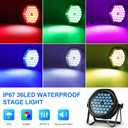 HOLDLAMP Outdoor Waterproof LED Stage Lights Par Can Light Uplighting, RGB 3-in-1 Uplights for Events, DMX Control Sound Activated Strobe Light for Christmas Party Bar Church DJ Wedding (2 Packs)