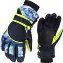 FGSS Winter-Warm Ski-Gloves for Kids - Boys Girls Windproof Snowboard Gloves Anti-Slip Cycling Mittens Cold Weather 4-7 Y (Dark Blue)