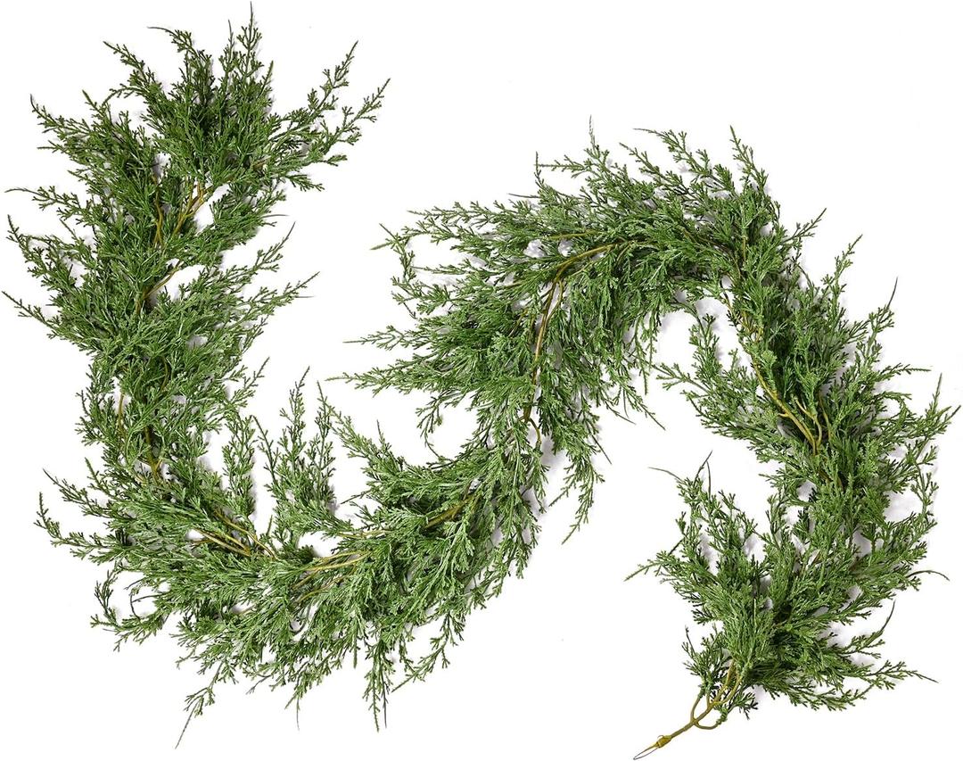 1PCS 6FT Artificial Christmas Garland with Dragon Cypress, Festive Holiday Decor for TV Cabinet, Fireplace, Indoor & Outdoor, Handmade Christmas Garland