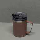 WETOWETO Coffee Mug with Handle, 14oz Insulated Stainless Steel Coffee Travel Mug, Double Wall Vacuum Reusable Coffee Cup with Lid, Powder Coated Rose Gold