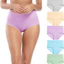 Molasus Women's Soft Cotton Underwear Briefs High Waisted Postpartum Panties Ladies Full Coverage Plus Size Underpants Pack of 5, Medium