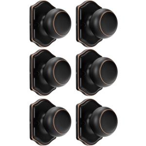 Goldenwarm Oil Rubbed Bronze No-Function Dummy Door Knobs,Single-Side Door Knob Handles for Closet & French Doors, No-Turning Pull/Handle Function 6 Pieces
