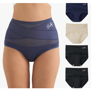 newnice High Waisted Underwear for Women Tummy Control Panties 4 Pack Soft Breathable Briefs Full Coverage Postpartum Support, Medium