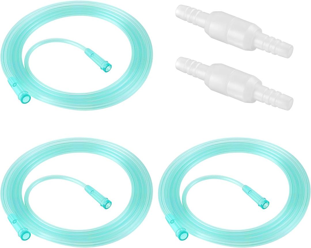 Geiserailie 3 Pack 7Ft Adult Oxygen Tubing with 2 Tubing Connector, Soft Oxygen Tube with Connector, High Flow Tube Hose for Breathing, Non Kinking Lightweight for Adult (Green)