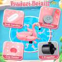 2 Pack Motorized Pool Float for Adult, Inflatable Pool Lounger Chair Pink Flamingo Unicorn River Tube Floating with Pusher Handles Cup Holder and Pump Waterproof for Party Beach Outdoor