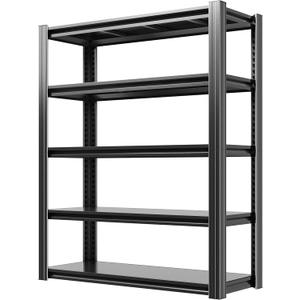 72" H Garage Shelves, Garage Shelving Heavy Duty, 2500Lbs 5 Tier Adjustable Storage Shelves Suitable for Warehouse, Basement, Workshop, Kitchen, Require Assembly, 16" D*36" W*72" H(Black)