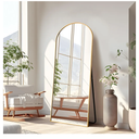 NicBex 57×17" Arched Full Length Mirror with Stand, Aluminum Alloy Frame Arch-Top Full Body Mirror - Free Standing, Leaning Against Wall or Wall-Mounted, Gold