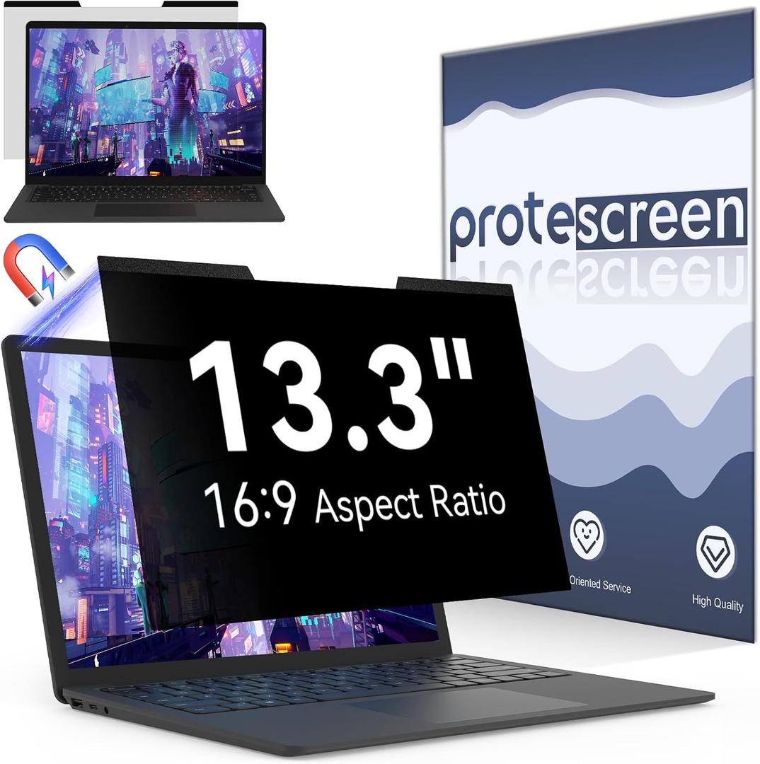 Magnetic 13.3 Inch Laptop Privacy Screen for 16:9 Computer Monitor, Removable Anti Glare Blue Light Filter Protector, 13 In Privacy Shield Compatible with Lenovo Hp Dell Acer Asus Thinkpad Envy Xps
