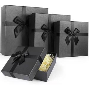 Eerbaier Black Gift Boxes for Presents, Set of 4 Nesting Gift Boxes with Lids, Luxury Gift Box for Valentine's Day, Anniversaries, Birthdays, Weddings, and All Gift Giving Occasions