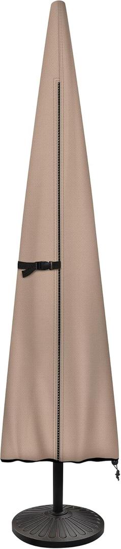 ULTCOVER Patio Parasol 600D Waterproof Outdoor Market Umbrella Cover - Fits Market Umbrella Up to 12 Feet DIA, Brown-Market